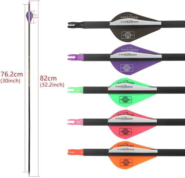 Alt view image 6 of 6 - wolfman 31" Pure Carbon Arrows Archery Practice Hunting Arrows Spine 300 350 400 500 600 with Removable Tips Targeting Arrows for Compound & Recurve & Long Bow 6/12pcs (6, Green, Spine 350)