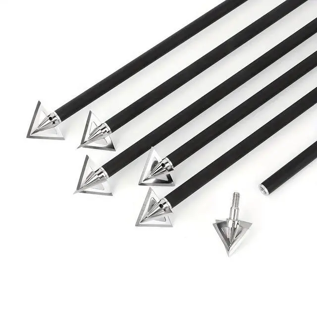 Alt view image 6 of 6 - Heavy-Duty Hunting Arrowheads Cross Star Broadheads 12 Pack