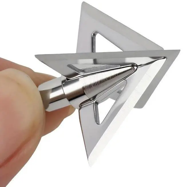 Alt view image 3 of 6 - Heavy-Duty Hunting Arrowheads Cross Star Broadheads 12 Pack
