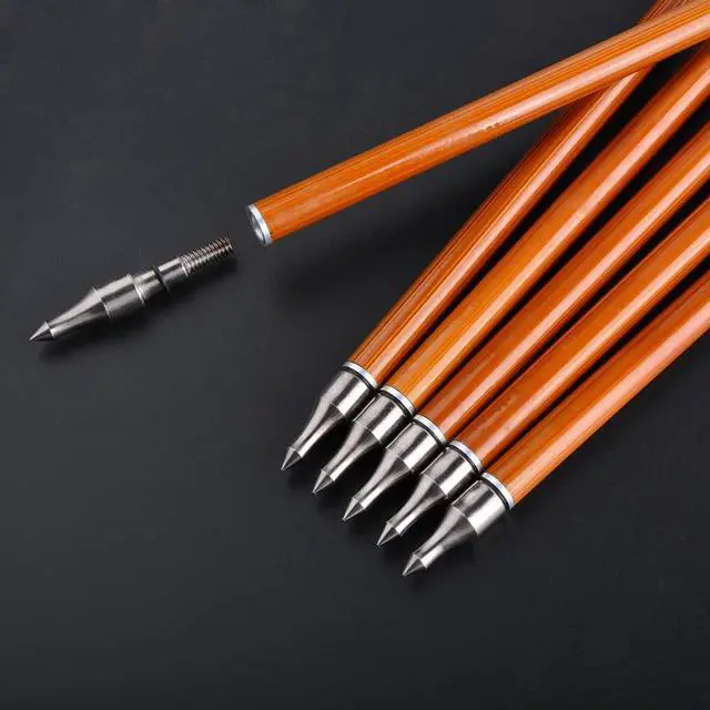 Alt view image 3 of 7 - SHARROW 30 Inch Archery Carbon Arrows Bamboo Pattern Shaft 500 Spine Practice Hunting Arrows with Natural Feather Fletching for Archery Hunting Target Shooting 6/12pcs (12 x Green Arrows)