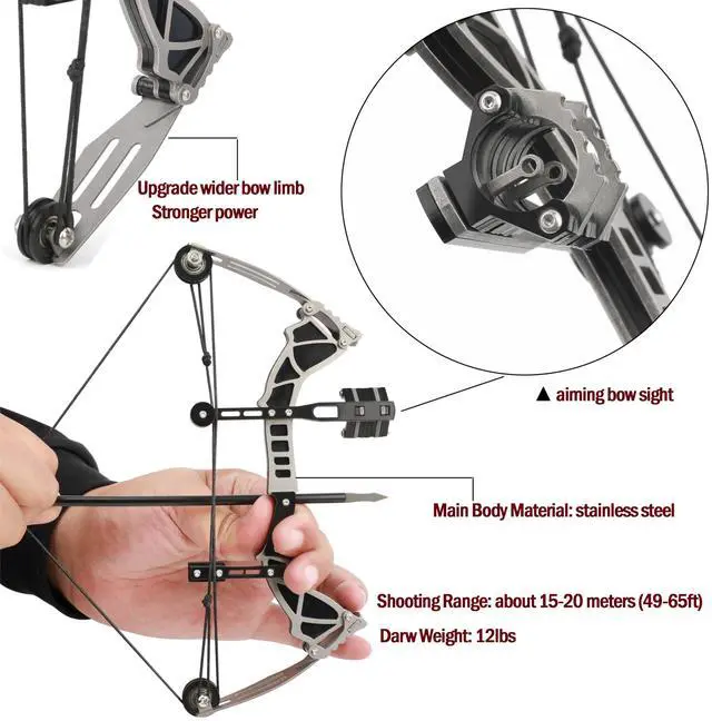 Alt view image 2 of 6 - wolfman 9.5" Compound Bow and Arrow Set Archery Bow Set Hunting Bow for Right/Left Handed with EVA Target for Hunting Shooting Practice Archery Entertainment Fun (wtih 12 arrows)