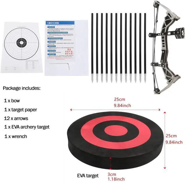 Alt view image 5 of 6 - wolfman 9.5" Compound Bow and Arrow Set Archery Bow Set Hunting Bow for Right/Left Handed with EVA Target for Hunting Shooting Practice Archery Entertainment Fun (wtih 12 arrows)