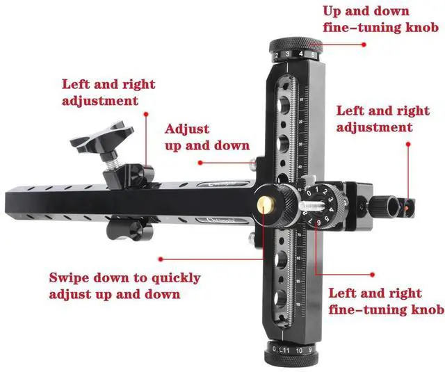 Alt view image 4 of 7 - Archery Recurve Bow Sight, 11.4inch T Shape Bow Sight Aluminum Detachable with Optical Fiber Pin Sight for Hunting Practice and Target Practice