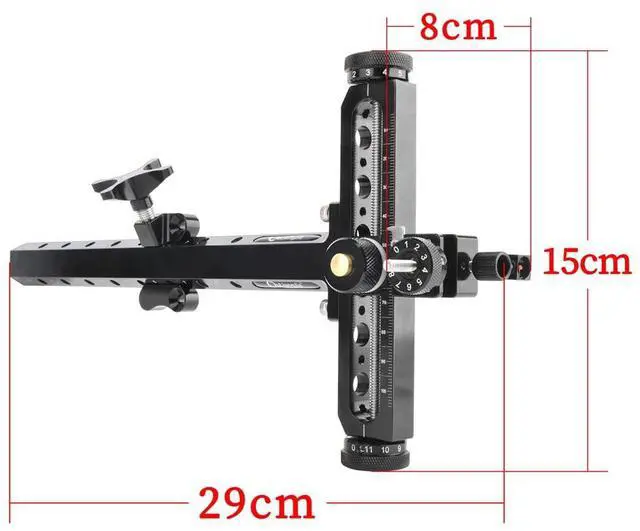 Alt view image 7 of 7 - Archery Recurve Bow Sight, 11.4inch T Shape Bow Sight Aluminum Detachable with Optical Fiber Pin Sight for Hunting Practice and Target Practice