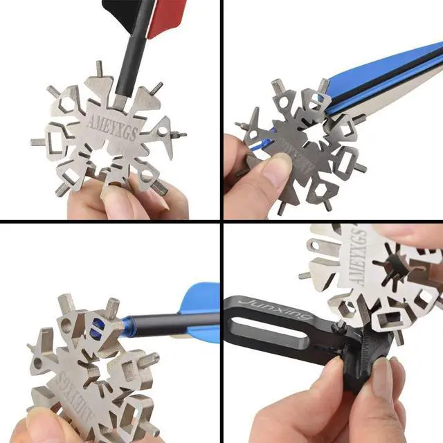 Alt view image 4 of 7 - SHARROW Archery 21 in 1Multi Tool Pliers Multifunction Snowflake Wrench Tool Archery Arrow Repair Tool Kit Feathers Scraper Nock Adjustment Shaft Cleaner Archery Gear