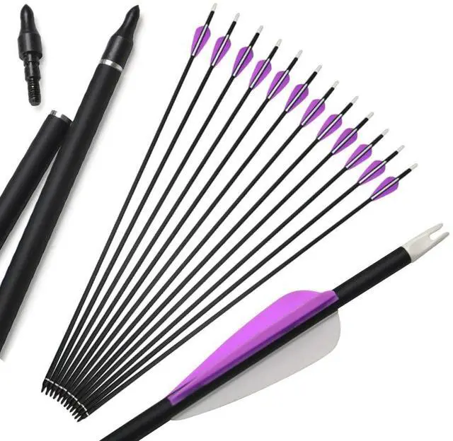 Main image of SHARROW Archery 6/12pcs 32inch Carbon Arrow Spine 500 Hunting Arrows Targeting Practice Arrows with Removable Tips for Compound Bow and Recurve Bow (12)