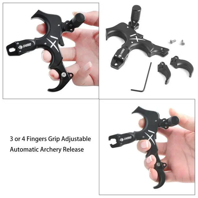 Alt view image 4 of 7 - SHARROW Archery Bow Release Aids 360° Rotatable Jaw 3&4 Finger Grip Adjustable Archery Thumb Release for Compound Bow (Only Bow Release)