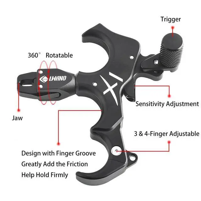 Alt view image 3 of 7 - SHARROW Archery Bow Release Aids 360° Rotatable Jaw 3&4 Finger Grip Adjustable Archery Thumb Release for Compound Bow (Only Bow Release)