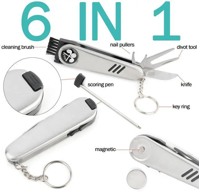 Alt view image 3 of 6 - wolfman Golf Accessories Set with Hi-End Case, Golf Balls, Rangefinder, Golf Tees, Brush, Multifunctional Divot Knife, Scorer, Golf Ball Clamp for Women and Men Golf Gifts (Brown)