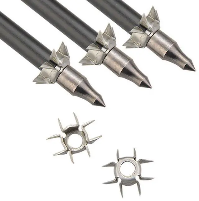 Alt view image 6 of 6 - SHARROW 12pcs Archery 25 Grain Judo Broadheads 8 Paw Judo Blunt Tip Hunting Arrow Tips Steel Arrowheads Small Game Bow Arrow Point Tips (12pcs)