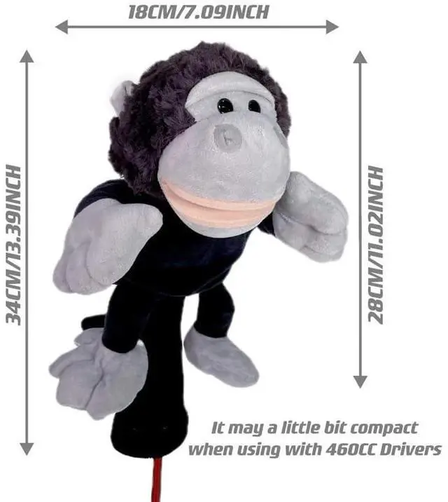 Alt view image 3 of 3 - wolfman Golf Club Covers Driver Headcover Funny Cute Animal Golf Club Covers Stylish Protection for Clubs Golf Gear Driver for Men/Women/Youth (Gorilla)