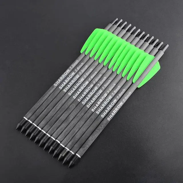 Alt view image 7 of 7 - SHARROW Carbon Crossbow Bolts 7.5 Inch Hunting Archery Carbon Arrows with 2" Vanes Replaced Arrowhead Tip for Bow Shooting Practice Outdoor Hunting (12pcs arrows)