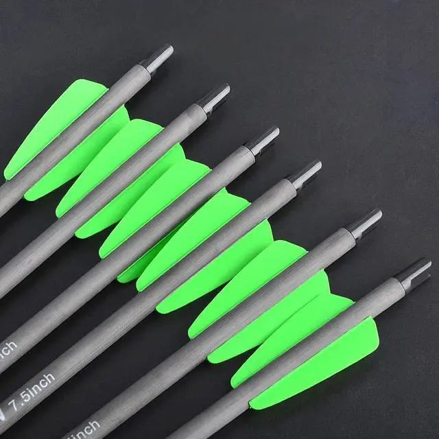 Alt view image 6 of 7 - SHARROW Carbon Crossbow Bolts 7.5 Inch Hunting Archery Carbon Arrows with 2" Vanes Replaced Arrowhead Tip for Bow Shooting Practice Outdoor Hunting (12pcs arrows)