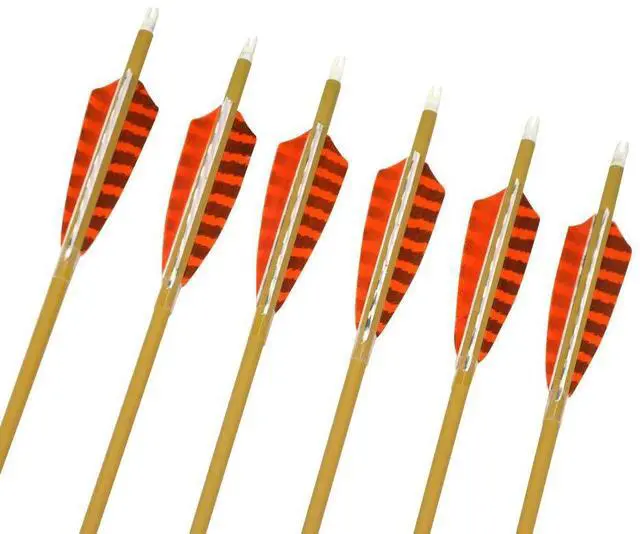 Alt view image 3 of 7 - SHARROW Archery 6pcs 30inch Carbon Arrows Spine 500 Hunting Arrows Target Practice Arrows with Removable Tips for Compound Bow and Recurve Bow (Orange)