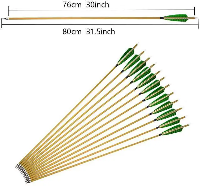 Alt view image 2 of 7 - SHARROW Archery 6pcs 30inch Carbon Arrows Spine 500 Hunting Arrows Target Practice Arrows with Removable Tips for Compound Bow and Recurve Bow (Green)