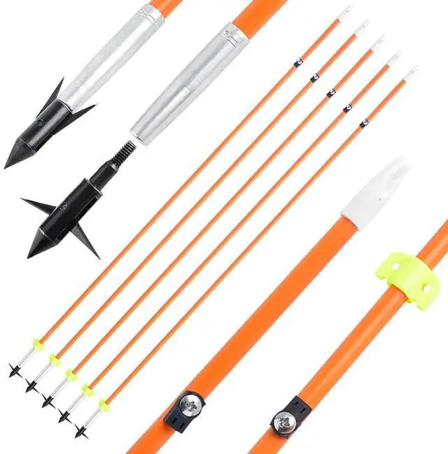 Main image of SHARROW Bowfishing Arrows 32 Inch Fish Hunting Solid Fiberglass Shaft for Compound Recurve Bow 6 Pack (6, bowfishing arrows with black broadheads)