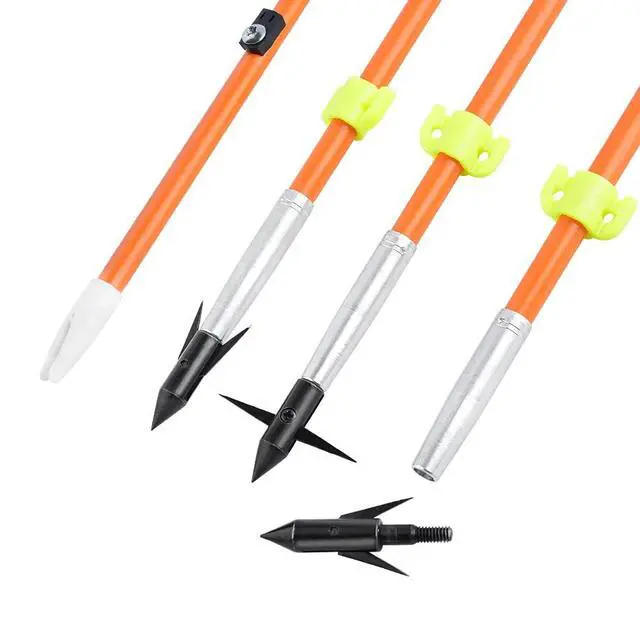 Alt view image 2 of 7 - SHARROW Bowfishing Arrows 32 Inch Fish Hunting Solid Fiberglass Shaft for Compound Recurve Bow 6 Pack (6, bowfishing arrows with black broadheads)