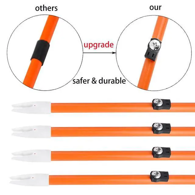 Alt view image 5 of 7 - SHARROW Bowfishing Arrows 32 Inch Fish Hunting Solid Fiberglass Shaft for Compound Recurve Bow 6 Pack (6, bowfishing arrows with black broadheads)