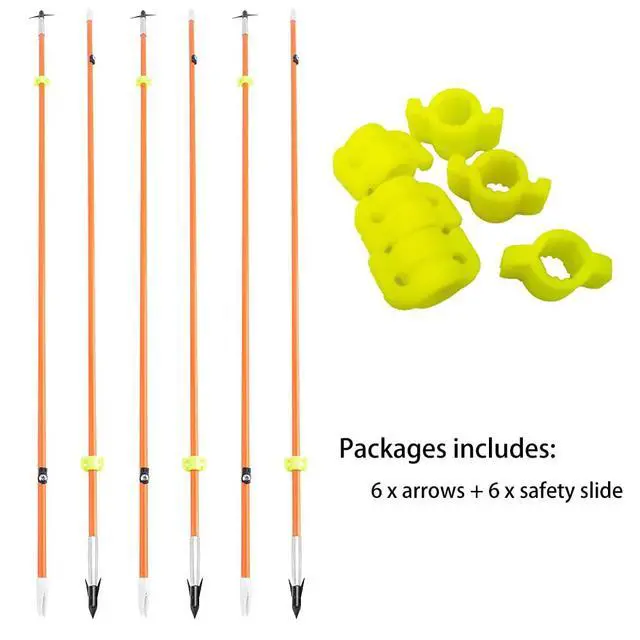 Alt view image 6 of 7 - SHARROW Bowfishing Arrows 32 Inch Fish Hunting Solid Fiberglass Shaft for Compound Recurve Bow 6 Pack (6, bowfishing arrows with black broadheads)