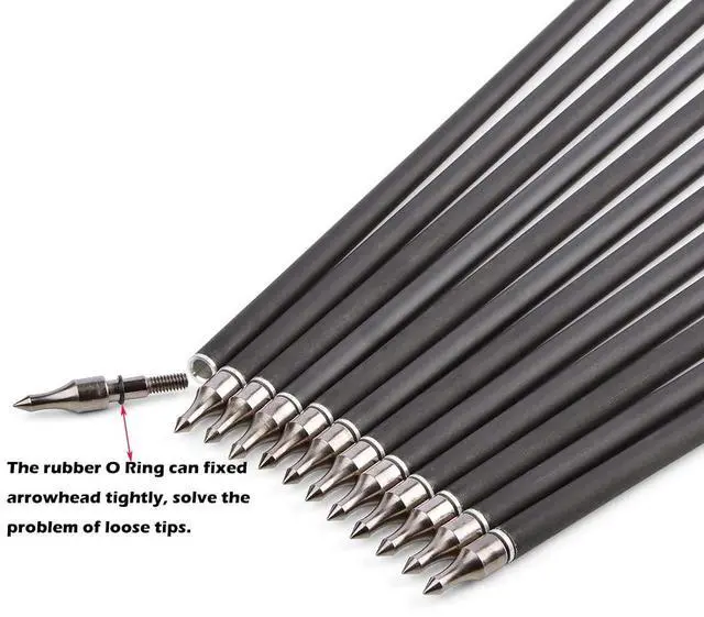 Alt view image 3 of 7 - wolfman 31" Archery Carbon Arrows Hunting Arrows 500 Spine with 100 Grain Removable Tips for Archery Compound & Recurve & Traditional Bow Target Practice Shooting 12Pack (12 PACK, Blue & White)