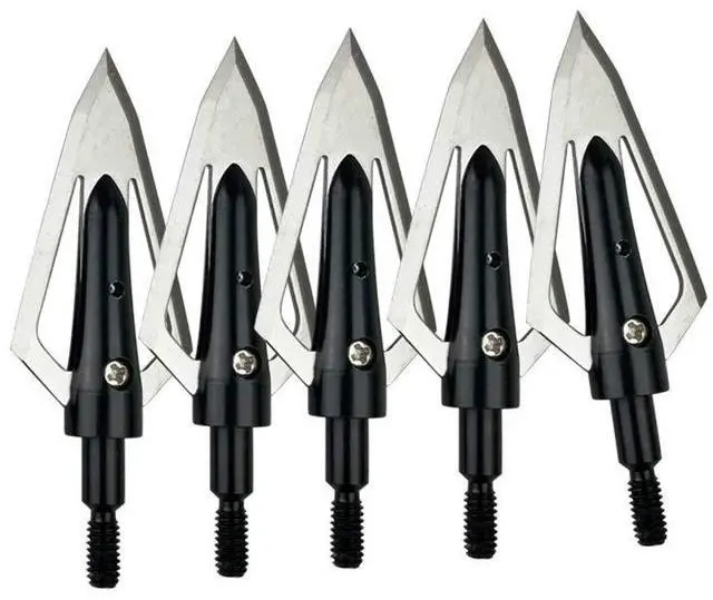Alt view image 3 of 7 - SHARROW Archery Hunting Broadheads 144 Grain Broadheads Screw-in Arrow Heads Arrow Tips for Compound Bow Recurve Bow Crossbow 12pcs (12pcs, Silver)