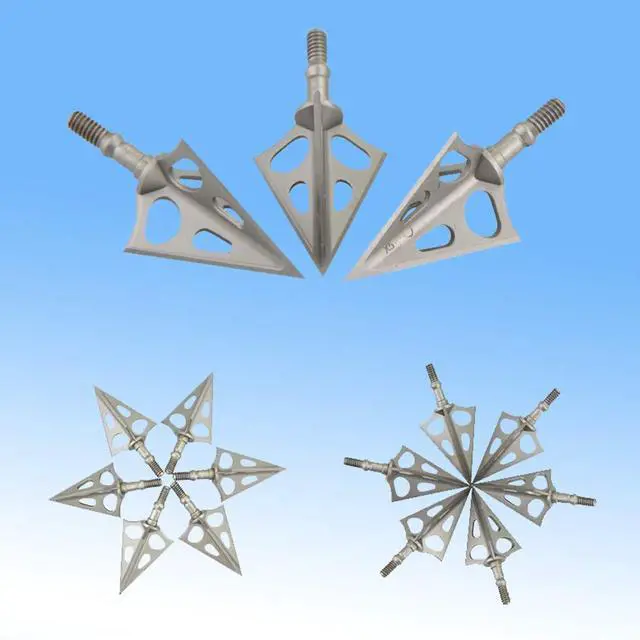 Alt view image 6 of 7 - SHARROW 6pcs Archery Broadheads 100grain Fixed Blades Hunting Arrow Heads Stainless Steel Screw-in Arrow Tips for Crossbow Recurve Bow and Compound Bow