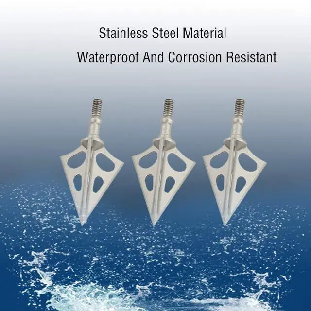 Alt view image 7 of 7 - SHARROW 6pcs Archery Broadheads 100grain Fixed Blades Hunting Arrow Heads Stainless Steel Screw-in Arrow Tips for Crossbow Recurve Bow and Compound Bow