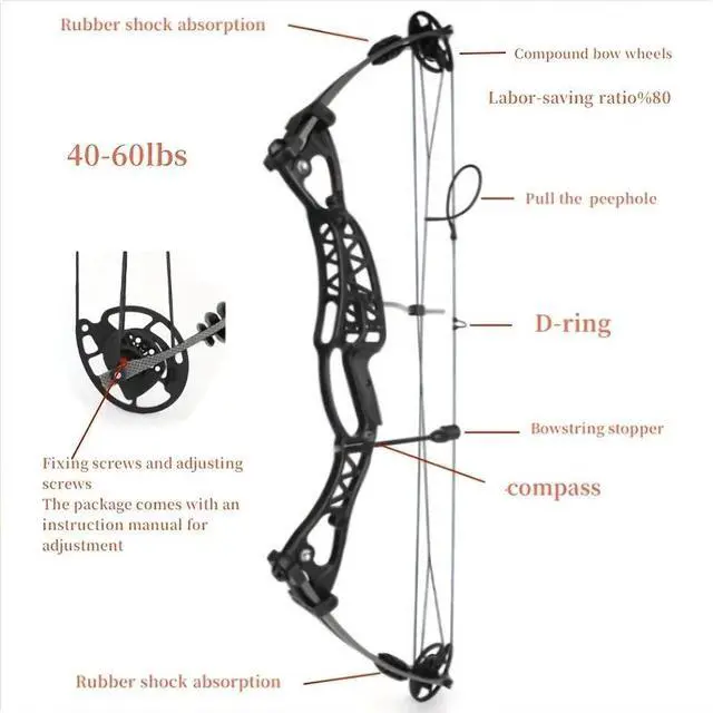 Alt view image 4 of 7 - JUNXING M106 Compound Bow Adjustable Hunting Bow Complete Package 40-60 lbs