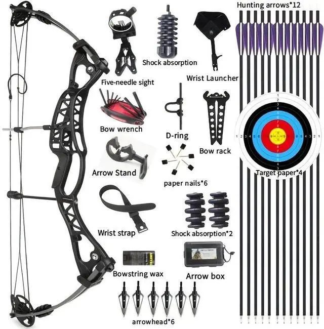 Alt view image 7 of 7 - JUNXING M106 Compound Bow Adjustable Hunting Bow Complete Package 40-60 lbs