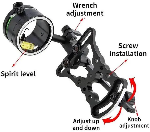 Alt view image 4 of 7 - SHARROW Compound Bow Sight 1 Pin .019" Micro Adjustable LED Light Archery Hunting Target