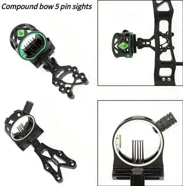 Alt view image 2 of 7 - 1 Compound Bow 5-Pin Visor - Micro Adjustable, Durable Aluminum Alloy, High-Strength Nylon Core, Clear Fiber Optic Sights for Enhanced Hunting Accuracy, Bow Accessories Hunting
