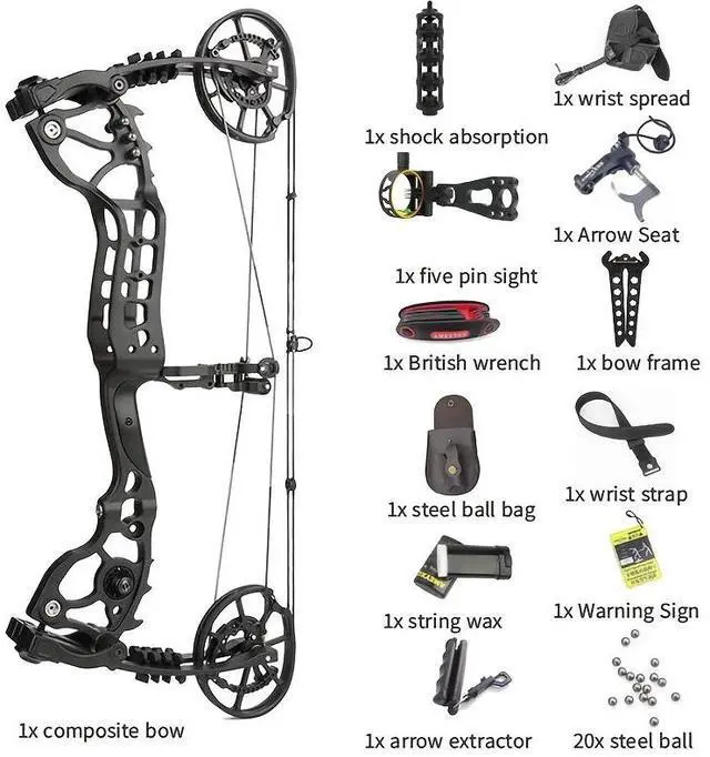 Alt view image 2 of 7 - JUNXING Archery Compound Bow Alloy Dual-Use Steel Ball 20-70lbs