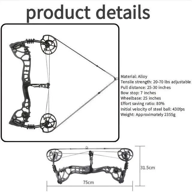 Alt view image 3 of 7 - JUNXING Archery Compound Bow Alloy Dual-Use Steel Ball 20-70lbs