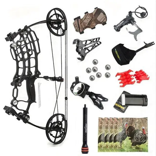 Alt view image 2 of 7 - 1 Set 30-70 Pounds Adjustable Dual Purpose Compound Bow Set 25"-30" Adjustable Draw Outdoor Training Hunting Competition Gear