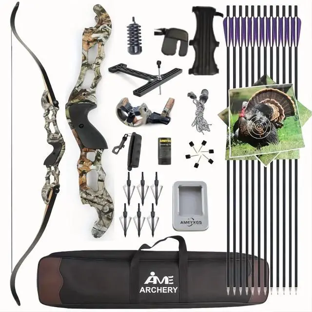 Alt view image 2 of 7 - JUNXING F185 Takedown Recurve Bow Hunting Bow 60" 50 lbs