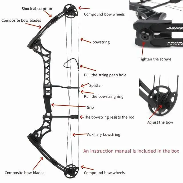 Alt view image 4 of 7 - JUNXING M108 Compound Bow Adjustable Hunting Archery Set 30-55lbs