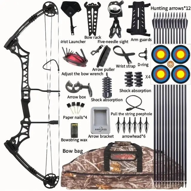 Alt view image 6 of 7 - JUNXING M108 Compound Bow Adjustable Hunting Archery Set 30-55lbs