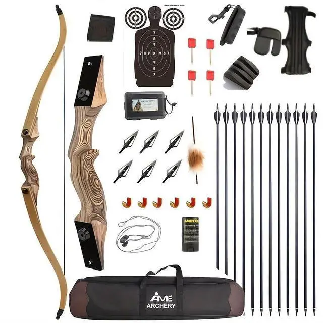 Main image of BLACK HUNTER Wooden Recurve Bow Hunting Takedown Bow 60 lbs