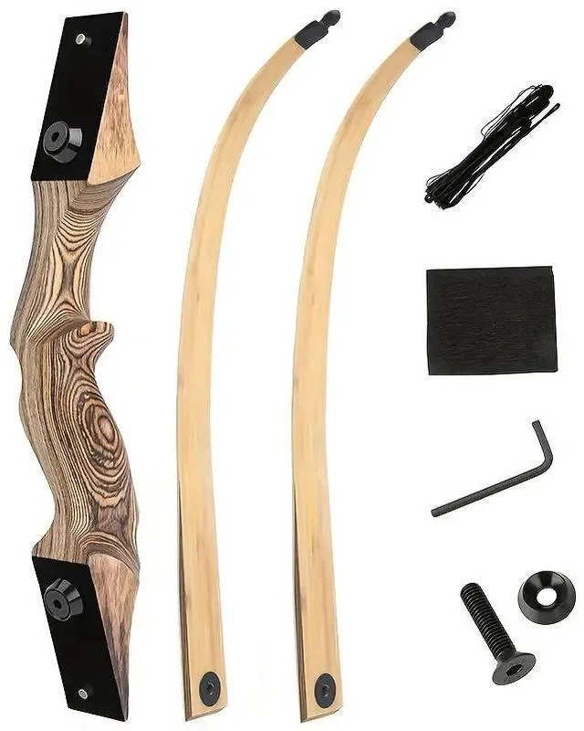 Alt view image 2 of 7 - BLACK HUNTER Wooden Recurve Bow Hunting Takedown Bow 60 lbs