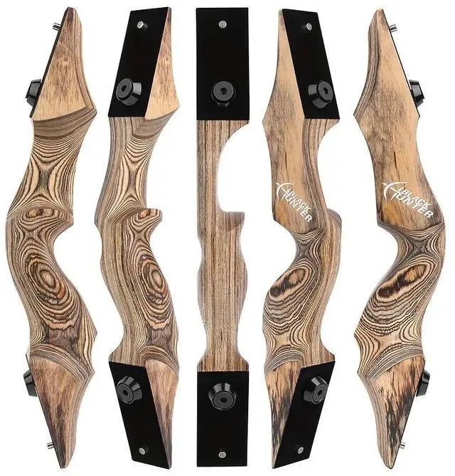 Alt view image 3 of 7 - BLACK HUNTER Wooden Recurve Bow Hunting Takedown Bow 60 lbs