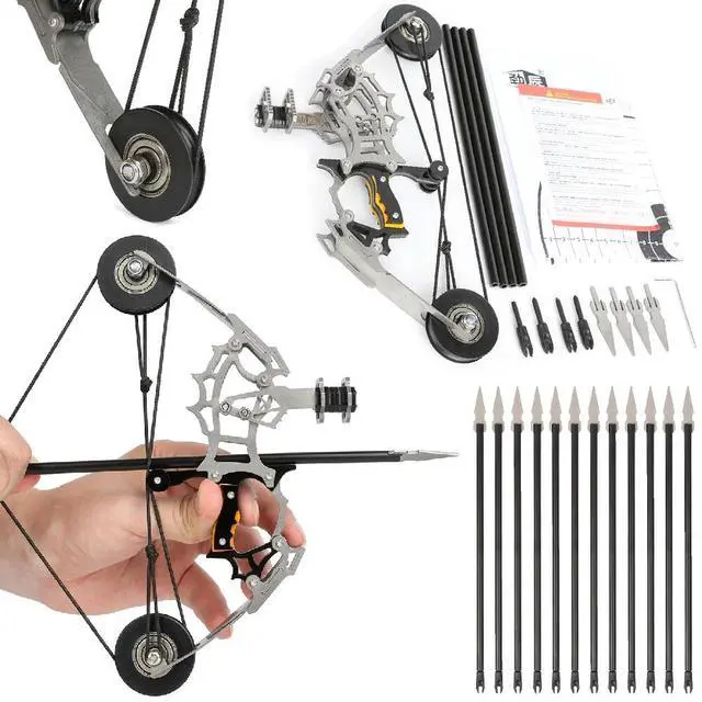 Alt view image 2 of 7 - 8.9" Mini Pocket Compound Bow Arrow Set Shooting Target Kid Gift Toy Portablebow