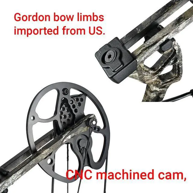Alt view image 4 of 7 - 0-70lbs Compound Bow Set Carbon Arrows Bag 325fps Adult Hunting Archery Shooting