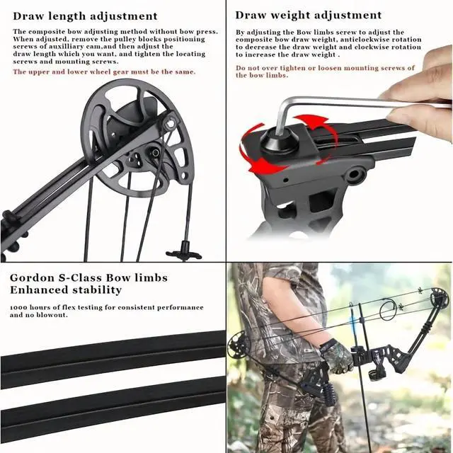 Alt view image 5 of 7 - JUNXING Dragon X8 Compound Bow Adjustable 20-70 lbs Hunting Bow