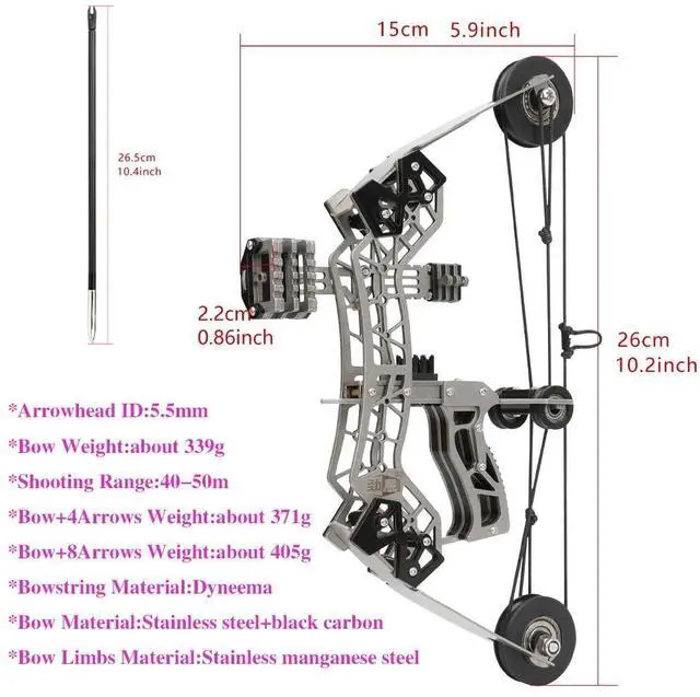 Alt view image 4 of 7 - SHARROW 10" Archery Compound Bow 12lbs Arrow Set Shooting Gift Pocket Bow Kid Toy Target