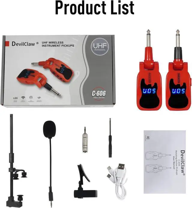Alt view image 6 of 6 - Wireless Instruments Microphone, Violin, Saxophone Microphone,Wireless Receiver and Transmitter, Plug and Play,Great for Trumpets, Clarinet, Cello (Red2)