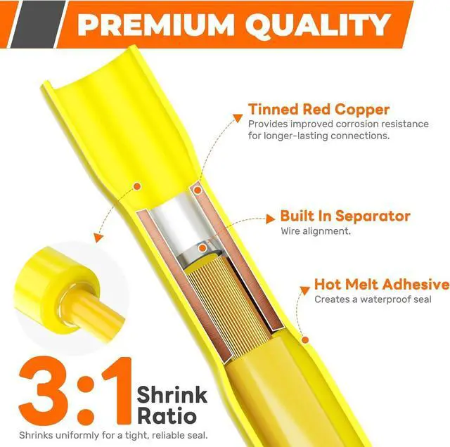 Alt view image 6 of 7 - Crimping Tool For Heat Shrink Connectors, 220PCS AWG 26-10 Waterproof Automotive Marine Grade Heat Shrink Butt Connectors and Wire Stripper