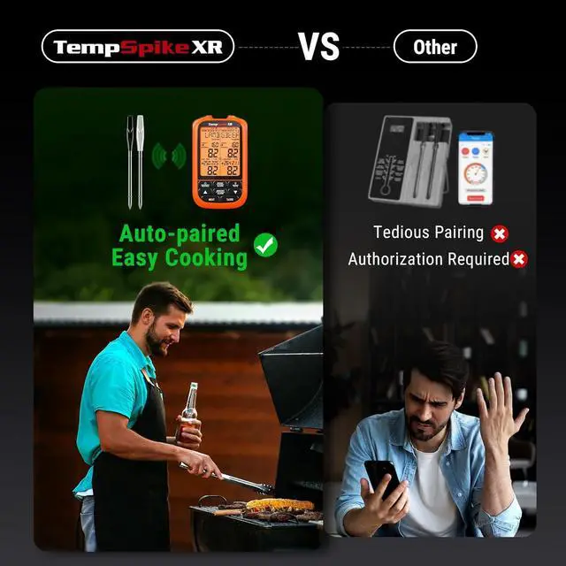 Alt view image 3 of 7 - TempSpike 1000FT Wireless Meat Thermometer Digital with 2 Upgraded Ultra-Thin Probes, Kitchen Food Thermometer Cooking, Turkey, Smoker, BBQ, Grill Gift for Dad Husband (Previously ThermoPro)
