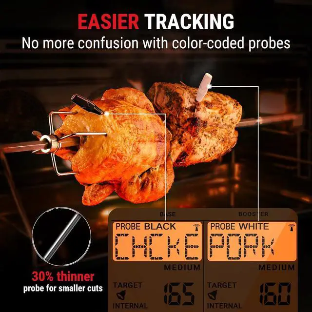 Alt view image 5 of 7 - TempSpike 1000FT Wireless Meat Thermometer Digital with 2 Upgraded Ultra-Thin Probes, Kitchen Food Thermometer Cooking, Turkey, Smoker, BBQ, Grill Gift for Dad Husband (Previously ThermoPro)