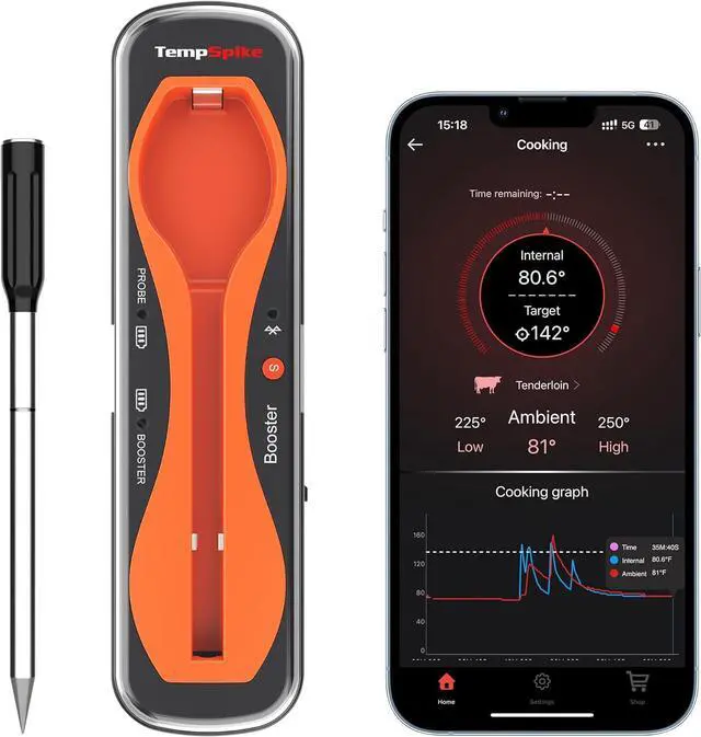 Main image of ThermoPro TempSpike 500 ft Wireless Meat Thermometer Digital, Bluetooth Meat Thermometer Wrieless for Beef Lamb Chicken Turkey, Smoker Acccessories for Rotisserie Sous Vide BBQ Oven Air Fryer