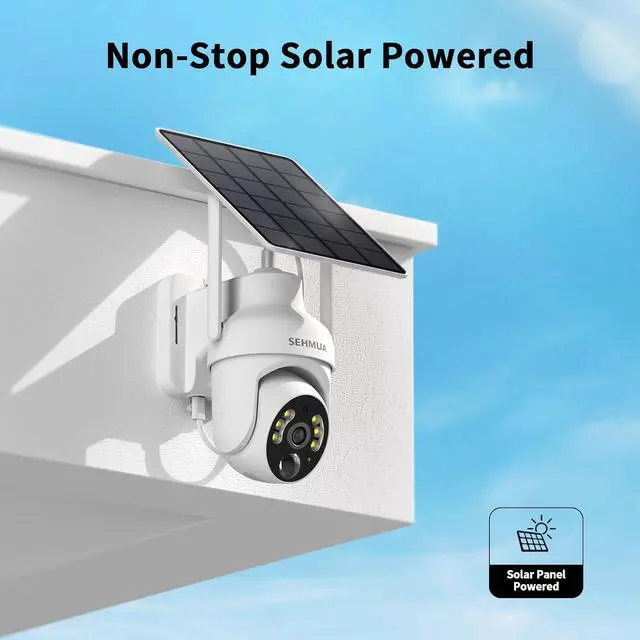 Alt view image 2 of 7 - 2K Solar Security Cameras Wireless Outdoor, 2 Pack 360° View Pan/Tilt WiFi Security Camera Outside with Color Night Vision,Easy to Install, PIR Alarm, 2-Way Audio